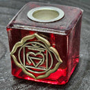 Bougeoir Mini/Rituel - Verre Carré Rouge (Charme Chakra)