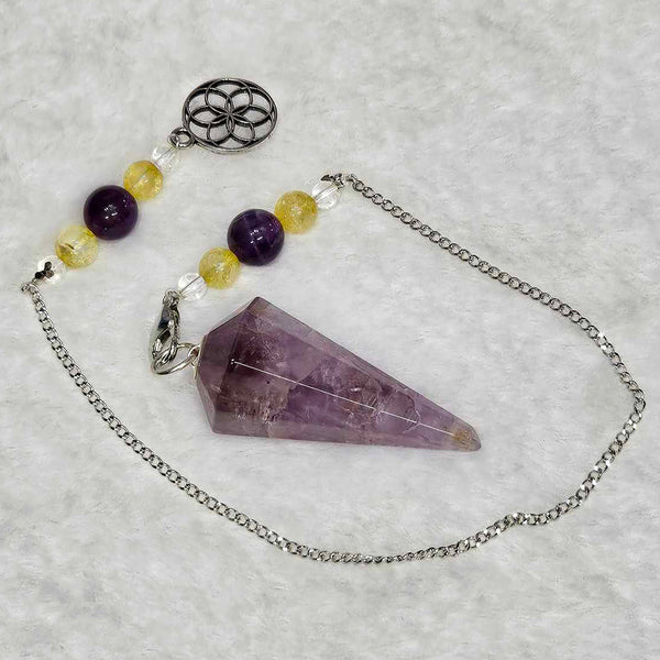 Pendulum - Gemstone - Super Seven with Seed of Life Charm