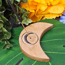 Porte-encens en bois, Lune, 3" de diamètre