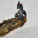 Porte-encens Dragon en polyrésine assis sur de l'argent