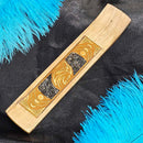 Wood Incense Holder - Wolf w/Black Onyx Inlay 10"