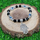 Bracelet - Evil Eye with Black Glass Beads and Fatima
