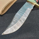 Athame - Corne de cerf avec manche en acier Damas 8,5" de long