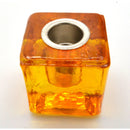 Mini/Ritual Candle Holder - Square Glass Yellow-Candles-Kheops-The Bat Witch Cavern