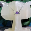 Collier - Phases de lune avec centre d'améthyste - 8,5" de long