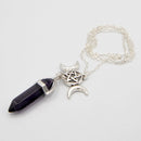 Necklace - Triple Moon Pentacle with 2" Purple Glass Point-Jewellery-Kheops-The Bat Witch Cavern