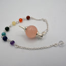 Pendulum - Rose Quartz Nickle Plated Sephoroton w/Chakras-Crystals/Stones-Kheops-The Bat Witch Cavern