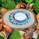Bracelet - Evil Eye Aqua Beads w/Antique Silver-Toned Beads