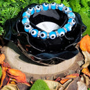 Bracelet - Evil Eye Aqua Beads w/Antique Silver-Toned Beads