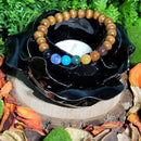 Bracelet - Perles 8mm - Perles en Bois avec 7 Pierres Chakra