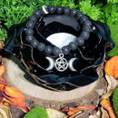 Bracelet - Perles 8mm - Lave Noire avec Charme Triple Lune