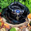 Bracelet - Evil Eye Leather Bracelet with Feather Charm