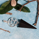 Pointe d'agate noire avec pentacle - 3" de long