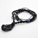 Necklace - Hippie Beads with Rough Tourmaline (Adjustable)-Jewellery-Kheops-The Bat Witch Cavern