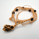 Necklace - Hippie Beads with Tigers Eye (Adjustable)-Jewellery-Kheops-The Bat Witch Cavern