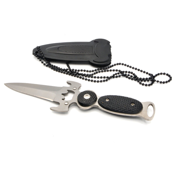 Athame - Black/Silver Stainless Steel w/Necklace - 6" Long-Home/Altar-Azure Green-The Bat Witch Cavern
