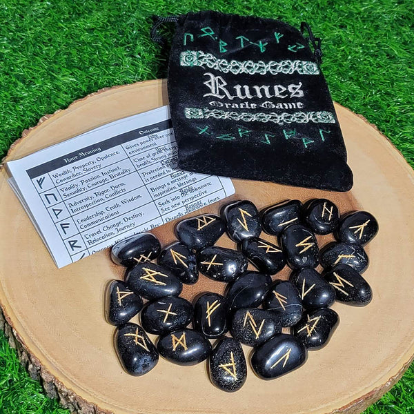 Rune Set - Black Onyx with Velvet Bag