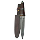 Athame - Dirk Wood Handled Damascus Steel 13.75" Long-Home/Altar-Azure Green-The Bat Witch Cavern