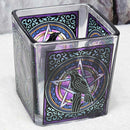 Support votif en verre carré Raven fabriqué à la main - 3" de haut
