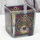 Porte-votive en verre carré à main de Fatima fabriqué à la main - 3" de haut