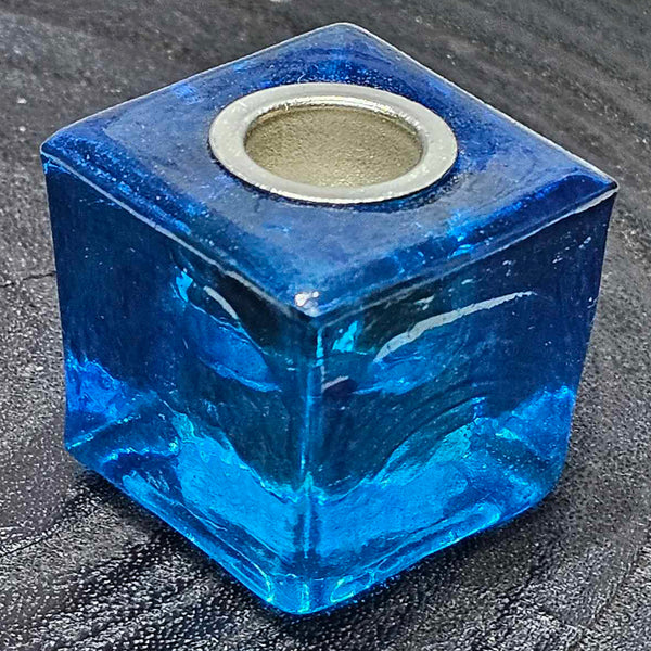 Mini/Ritual Candle Holder - Square Glass Light Blue