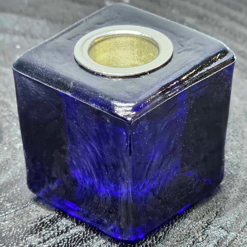 Mini/Ritual Candle Holder - Square Glass Indigo