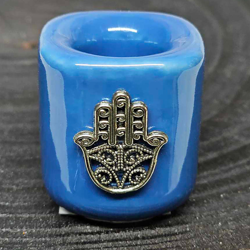 Mini/Ritual Candle Holder - Blue with Fatima Charm