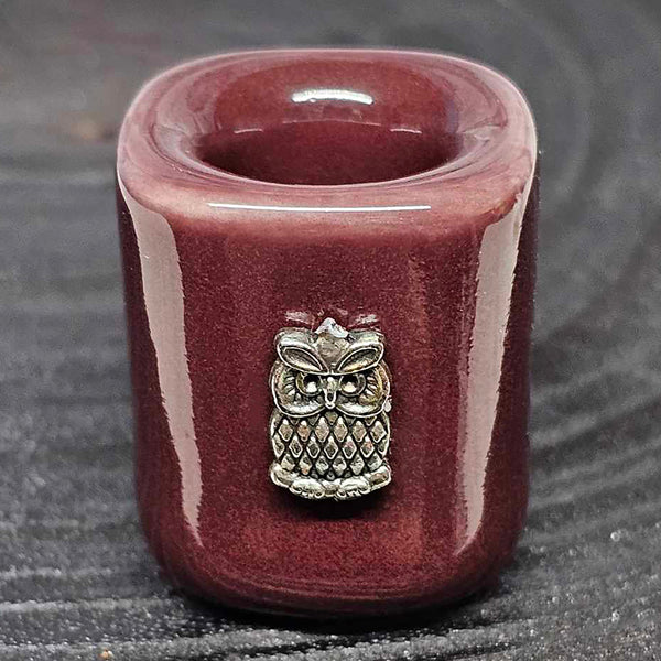 Mini/Ritual Candle Holder - Brown with Owl Charm