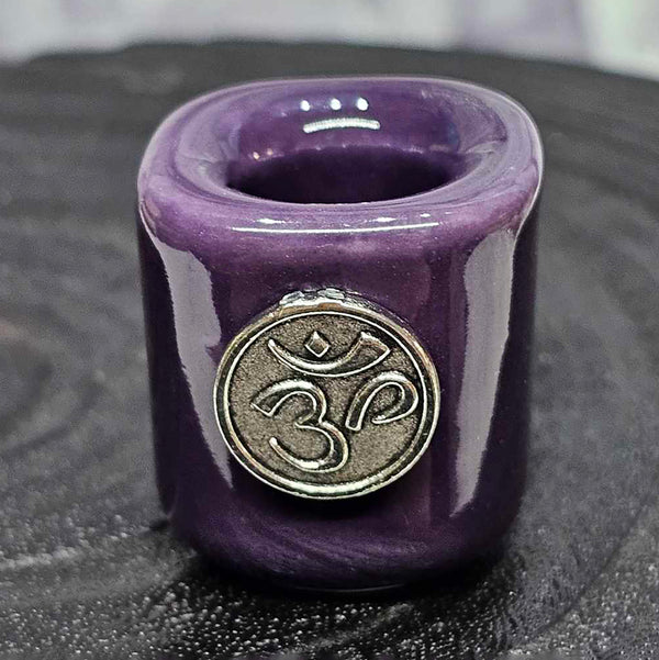 Mini/Ritual Candle Holder - Purple with Om Charm