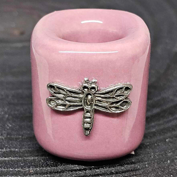 Mini/Ritual Candle Holder - Pink with Dragonfly Charm