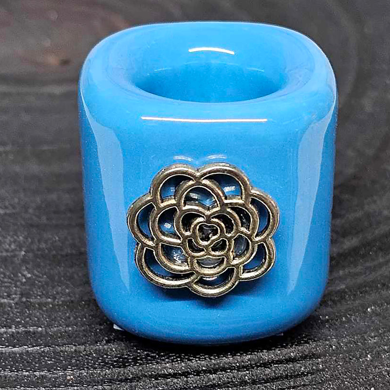 Mini/Ritual Candle Holder - Blue or Green with Lotus Charm