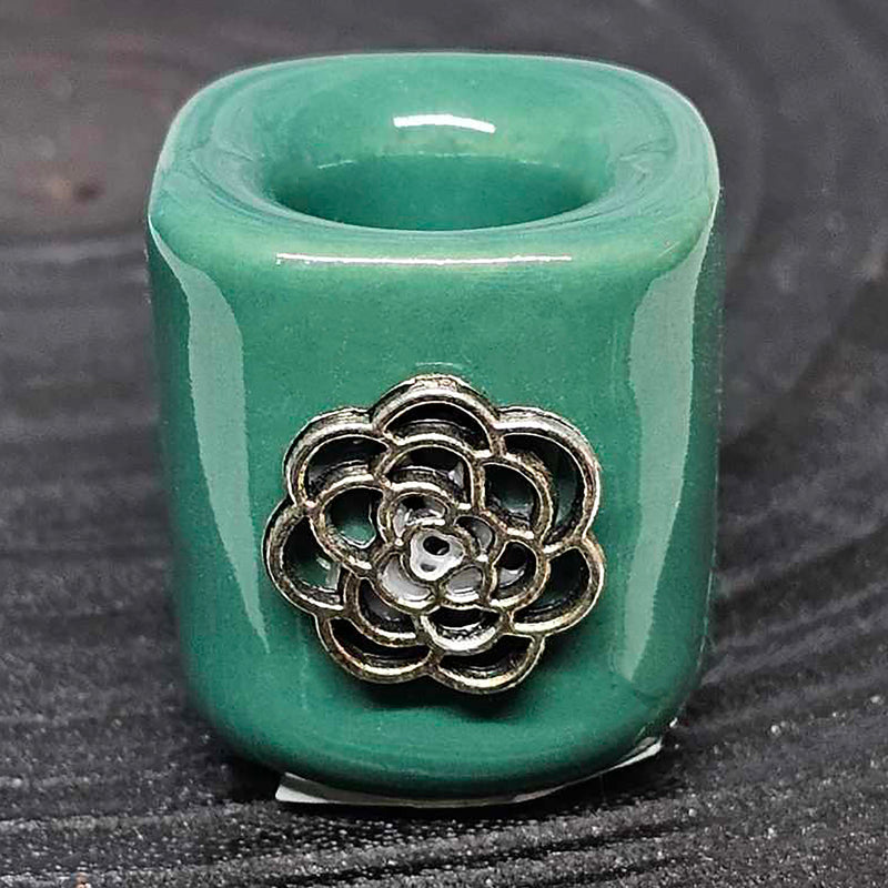 Mini/Ritual Candle Holder - Blue or Green with Lotus Charm