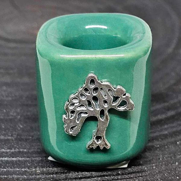 Mini/Ritual Candle Holder - Green with Tree of Life Charm