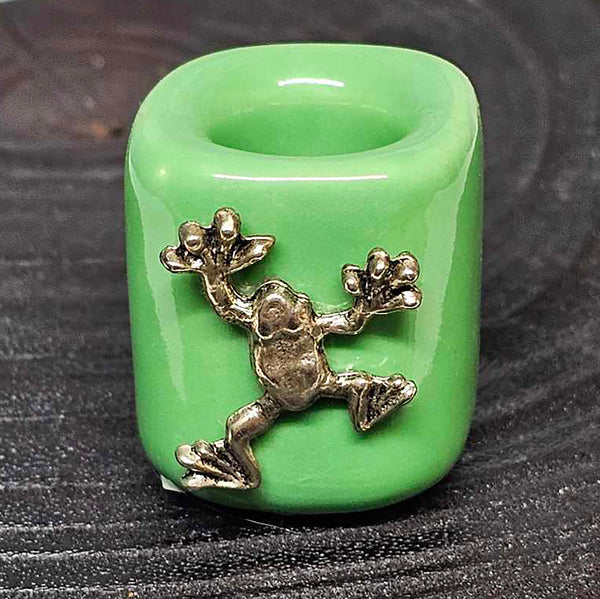 Mini/Ritual Candle Holder - Green with Frog Charm