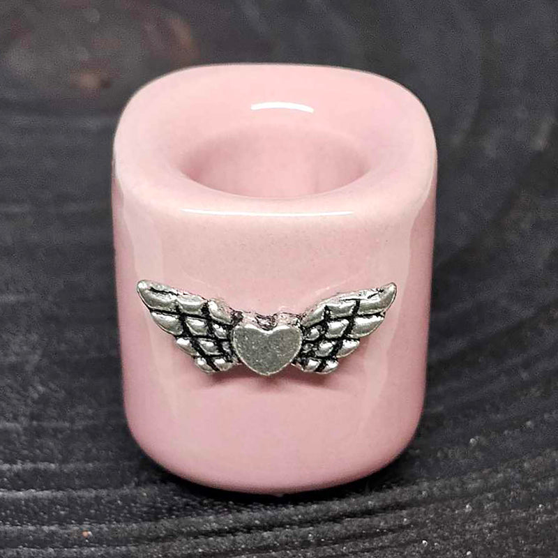 Mini/Ritual Candle Holder - Pink with Angel Charm