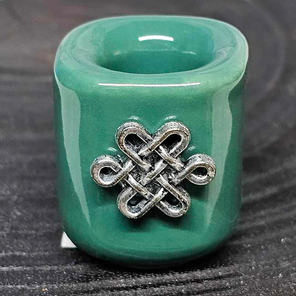 Mini/Ritual Candle Holder - Green with Celtic Knot