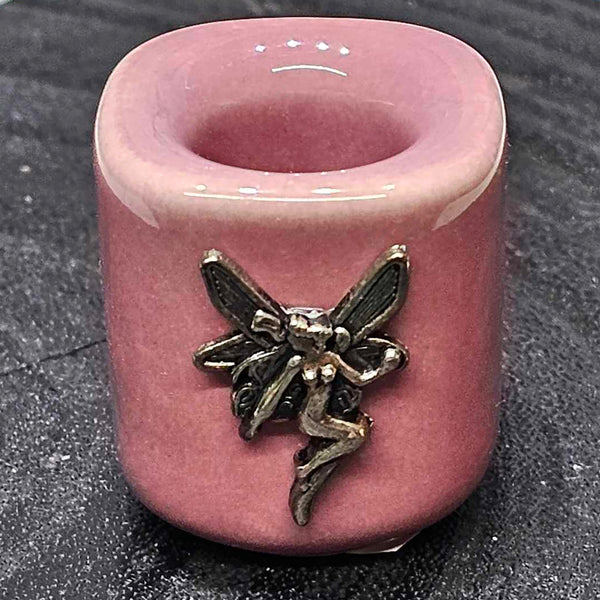 Mini/Ritual Candle Holder - Pink with Fairy Charm