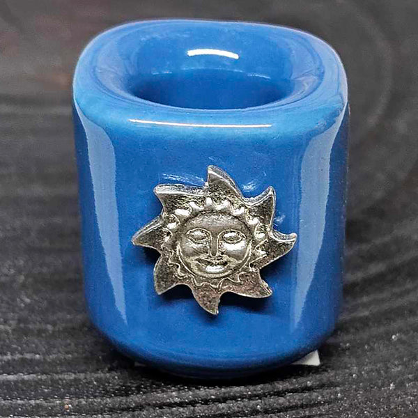 Mini/Ritual Candle Holder - Blue with Sun
