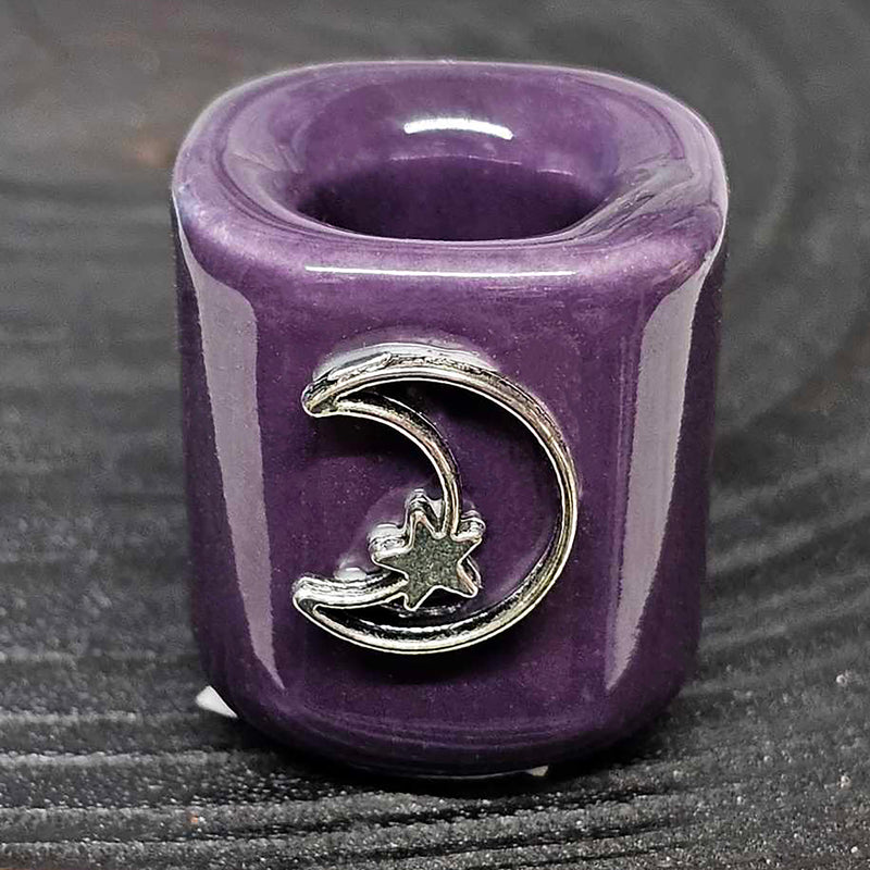 Mini/Ritual Candle Holder - Purple with Moon Charm