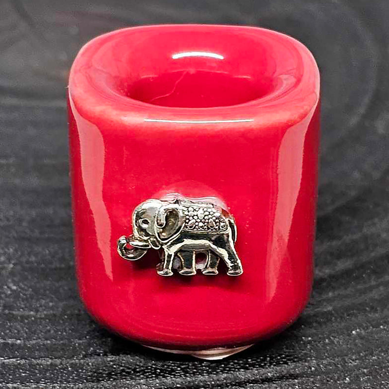 Mini/Ritual Candle Holder - Red with Elephant Charm