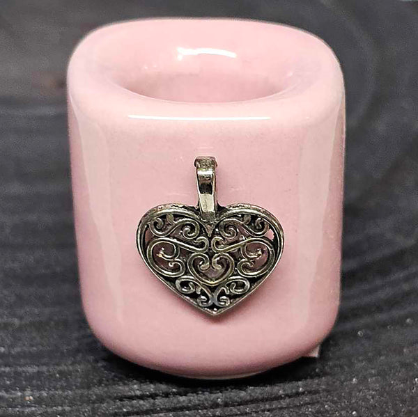 Mini/Ritual Candle Holder - Pink with Heart Charm