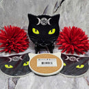 Ensemble de dessous de verre chat triple lune (4)