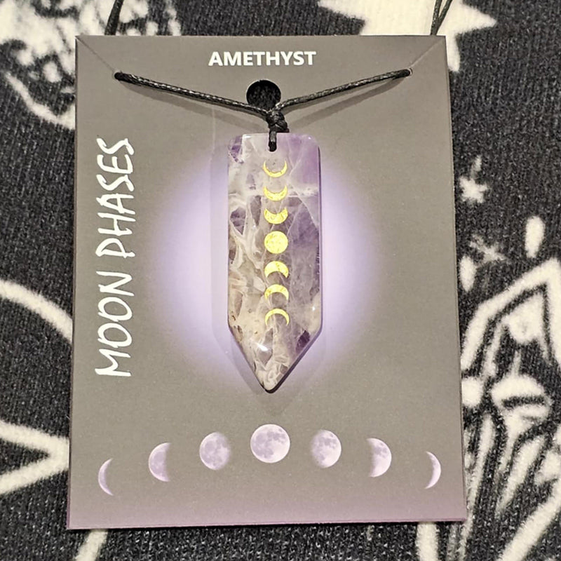 Necklace - Moon Phases on Amethyst Point