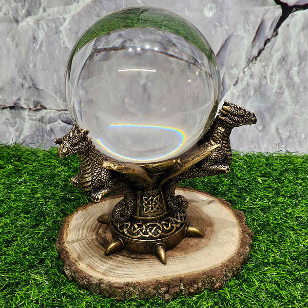 Large Magical Glass Ball with Dragon Stand - 4" Round