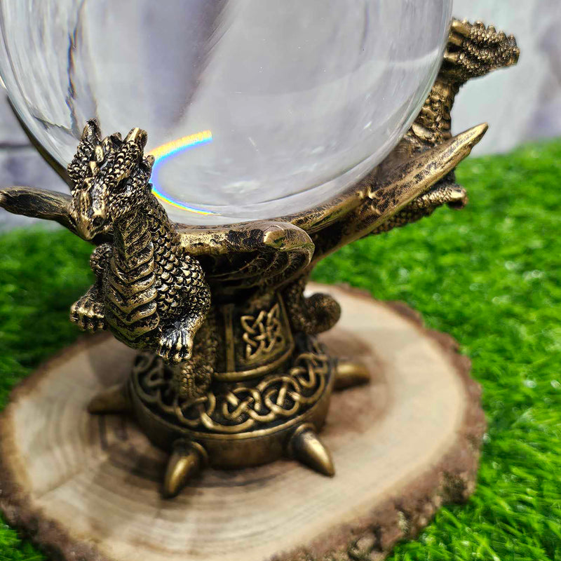 Large Magical Glass Ball with Dragon Stand - 4" Round