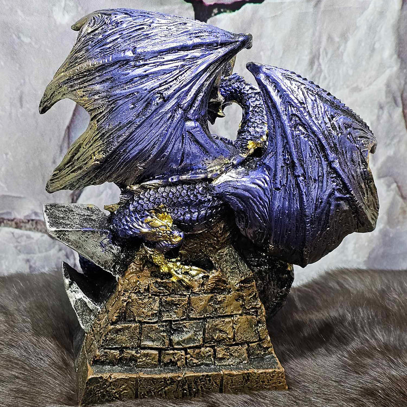 Dragon on Pentagram Moon Statue