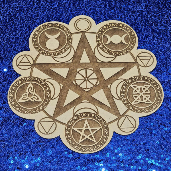 Crystal Grid Wood - Wiccan - 8"