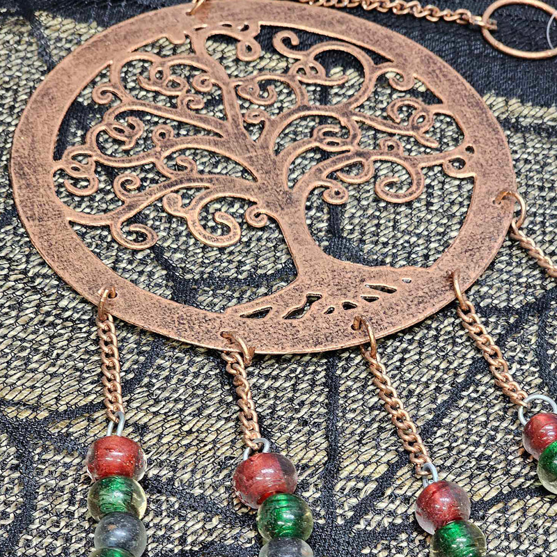 Copper Windchime with Hanging Bells and Tree Of Life