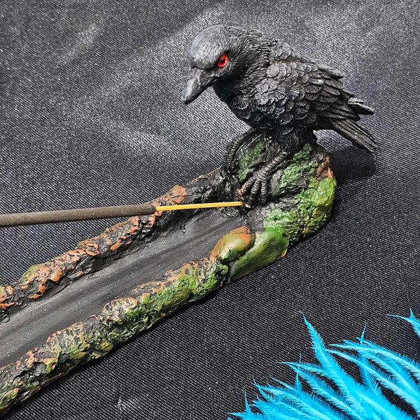 Polyresin Incense Holder - Raven 10"