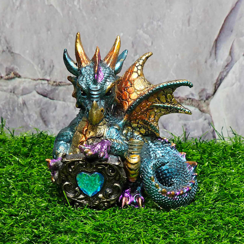 Baby Dragon Figurine - Aqua Gemstone 4.5"